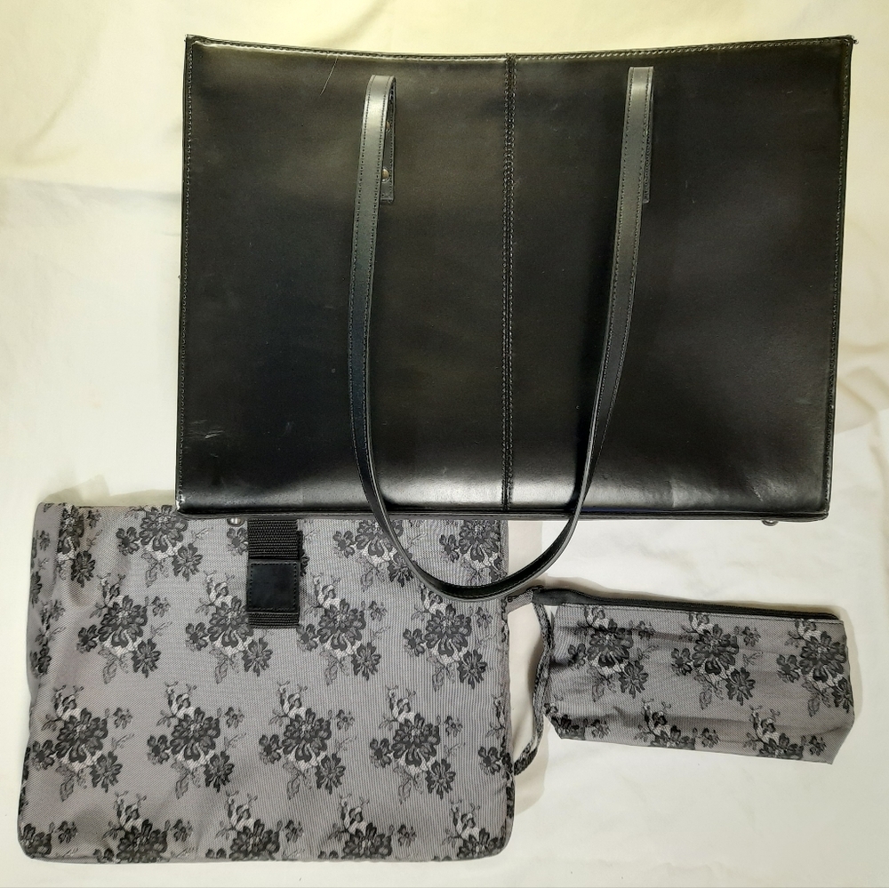 Wilson's Leather Icon Tote Bag W/ Makeup Pouch Laptop Tablet Protection Sleeve